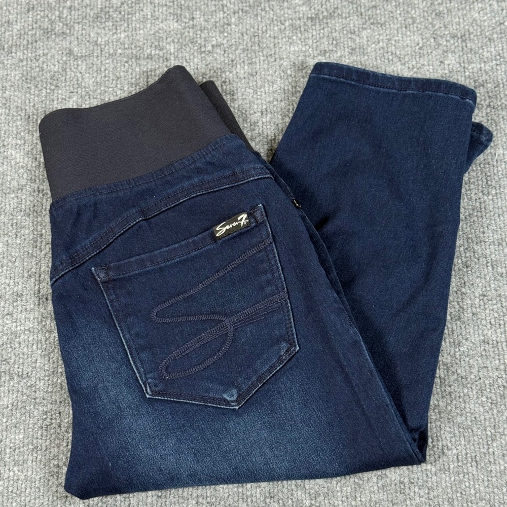 Seven7 Size 4 Dark Wash Pull On Ultra High Rise Skimmer Capri Denim‎ Crop Pants